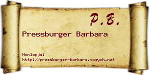 Pressburger Barbara névjegykártya